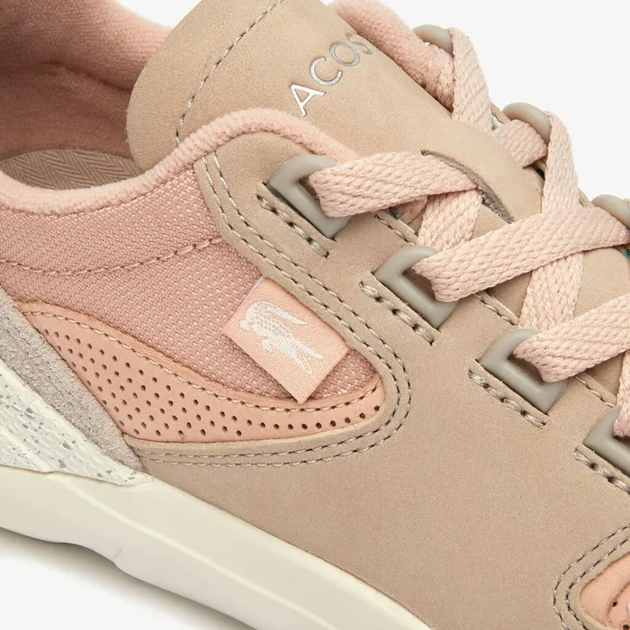 Wildcard Paneled Leather Sneakers NaturalOff White Womens Lacoste Sneakers Outlet