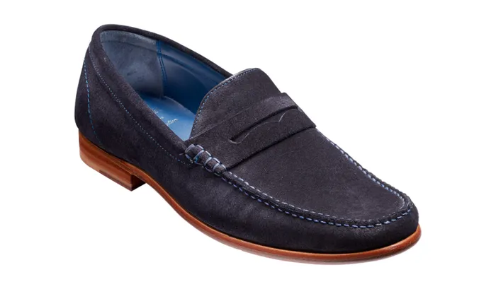 William 8211 Dark Navy Suede Mens Barker Shoes Loafers