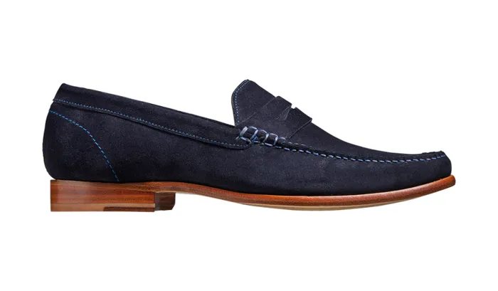 William 8211 Dark Navy Suede Mens Barker Shoes Loafers