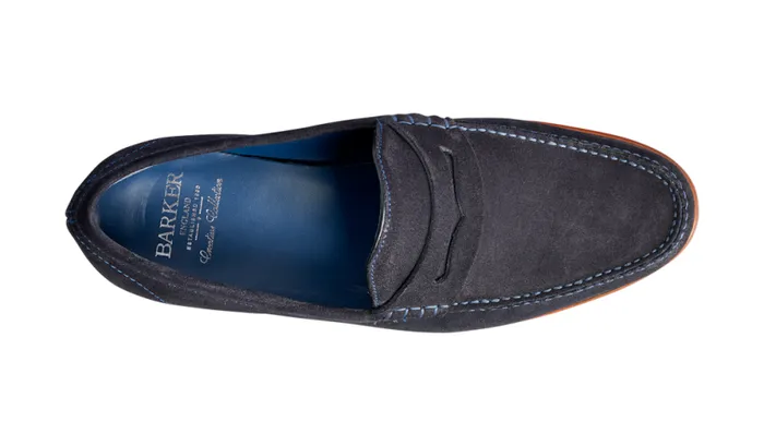 William 8211 Dark Navy Suede Mens Barker Shoes Loafers