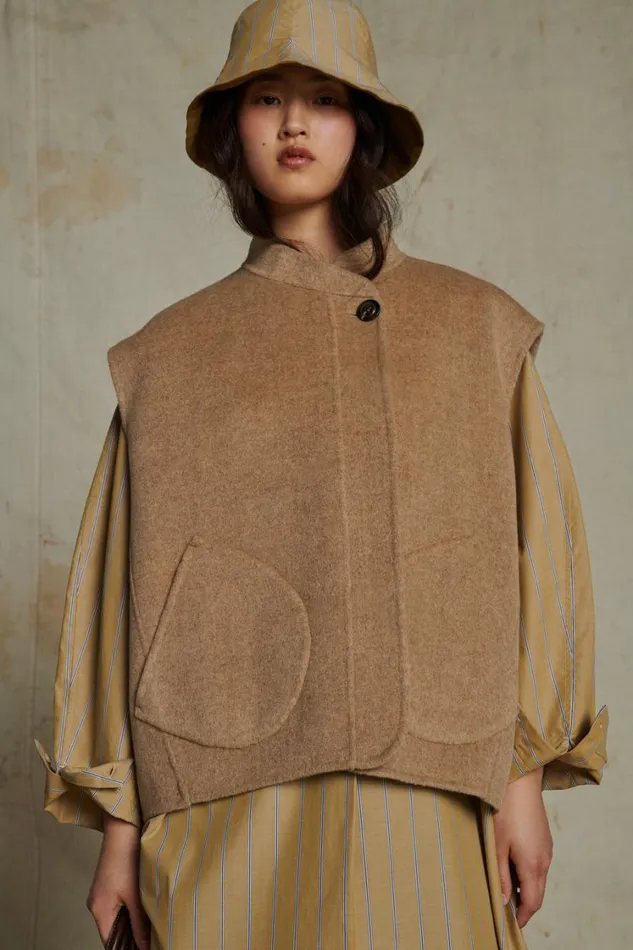 Women ADELINE JACKET Mottled Beige Soeur Jackets and Coats