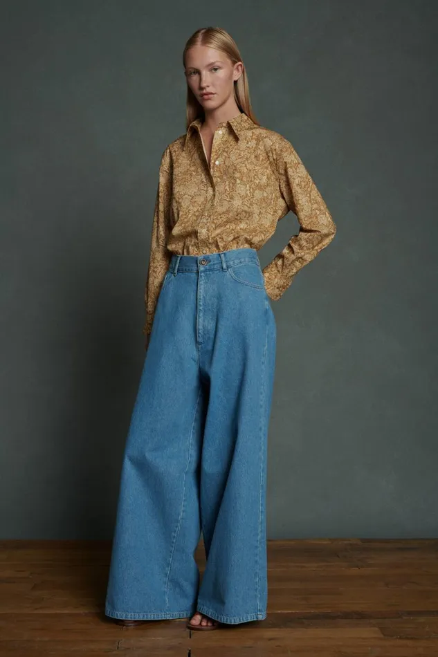 Women ALEXIS JEANS Faded Blue Denim Soeur Trousers