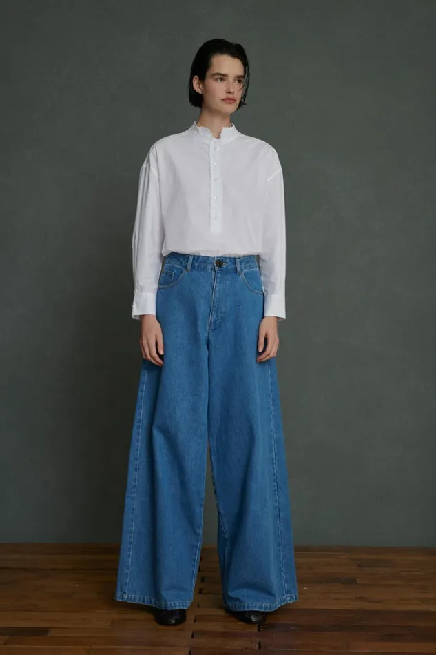 Women ALEXIS JEANS Faded Blue Denim Soeur Trousers