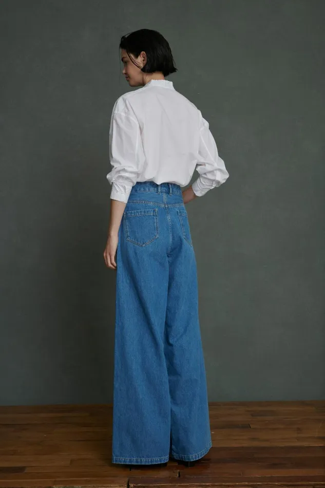 Women ALEXIS JEANS Faded Blue Denim Soeur Trousers