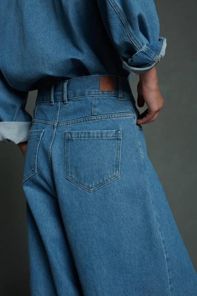 Women ALEXIS JEANS Faded Blue Denim Soeur Trousers