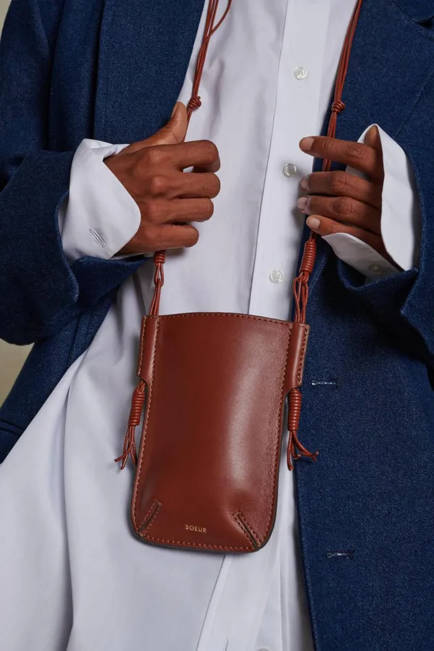 Women AMAURY PHONE HOLDER Mahogany Soeur Small Leather Goods
