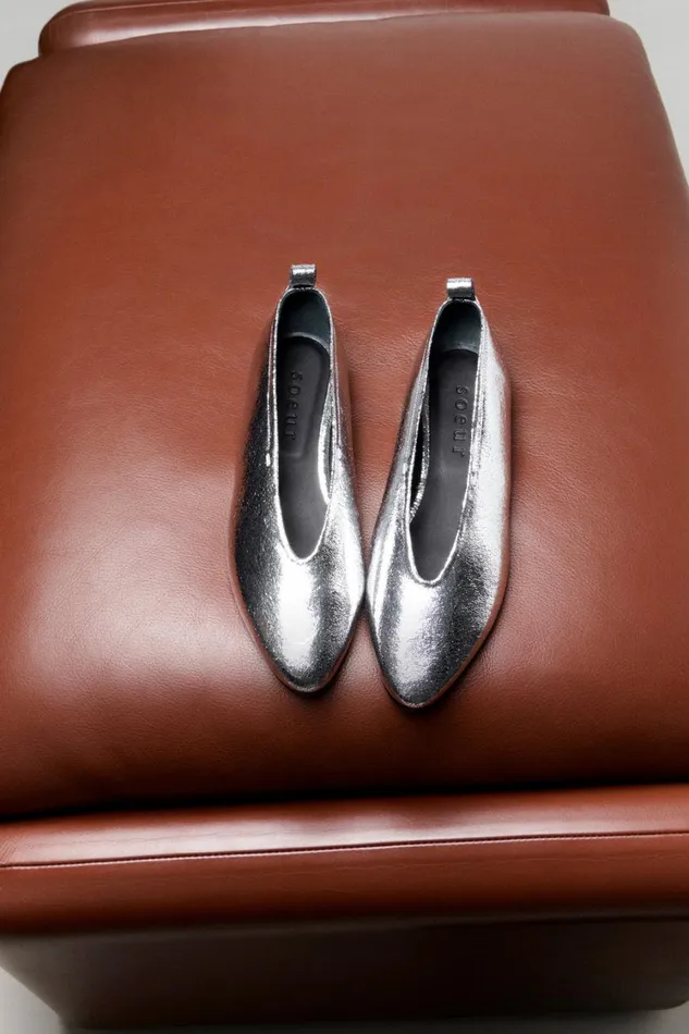 Women AVA BALLERINAS Silver Soeur Shoes