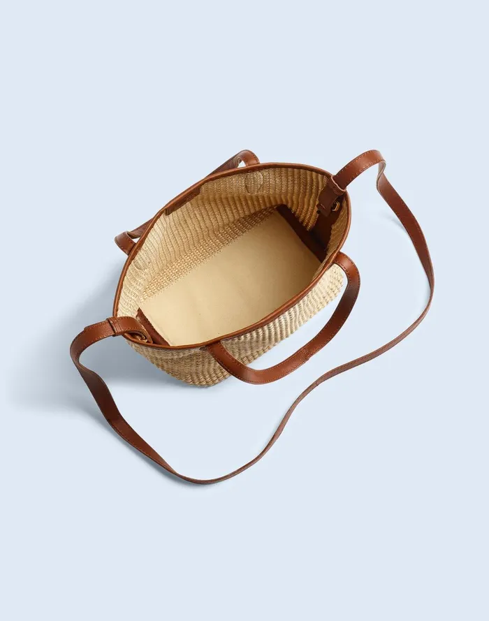 Women Bags Madewell The Mini Shopper Tote In LeatherTrimmed Straw