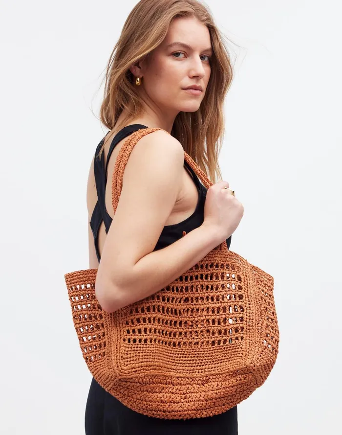 Women Bags Madewell The OpenCrochet Straw Packable Tote