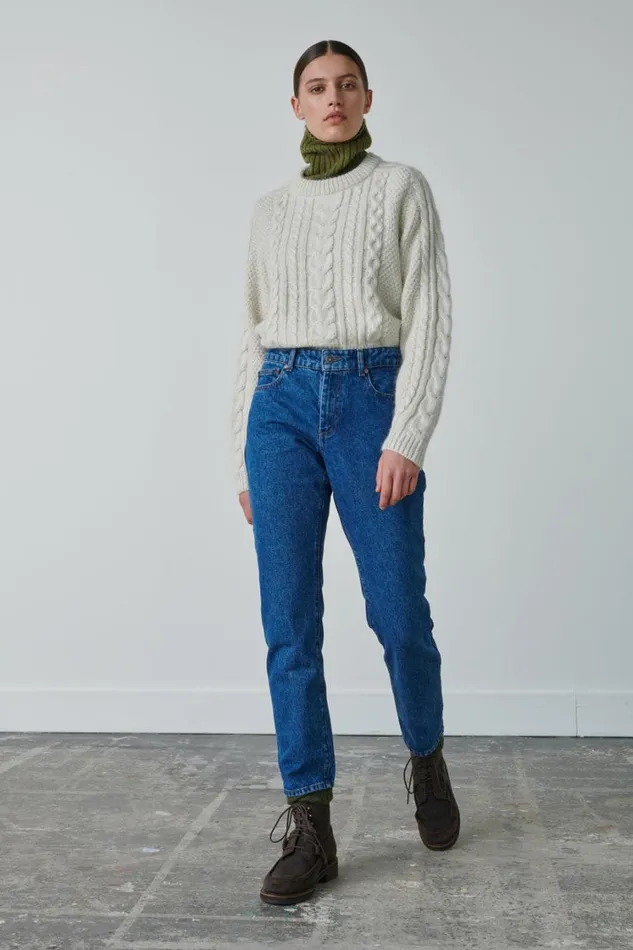 Women BARNEY JEANS Washed Blue Denim Soeur Trousers