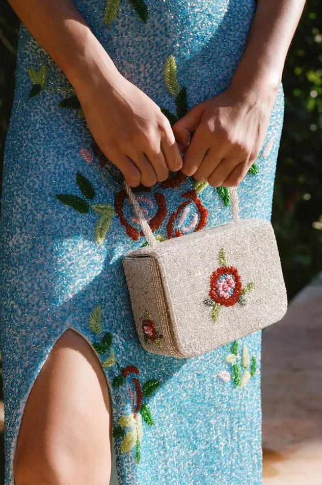 Women Beaded STAUD STAUD CARMEN BEADED BOX BAG DIAMOND ROSE Women Beaded STAUD STAUD CARMEN BEADED BOX BAG DIAMOND ROSE
