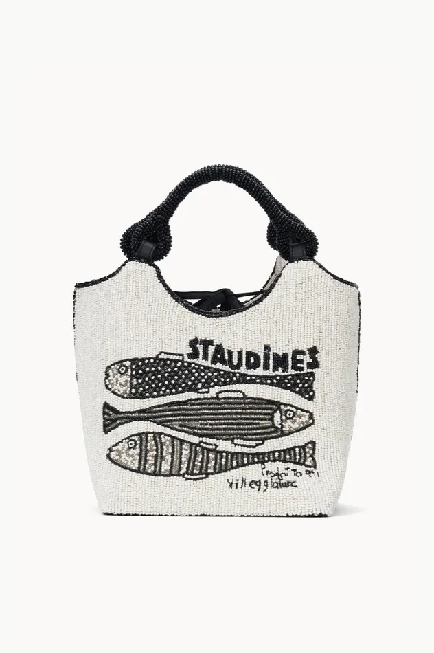 Women Beaded STAUD STAUD COTE BEADED BAG STAUDINES CREAM