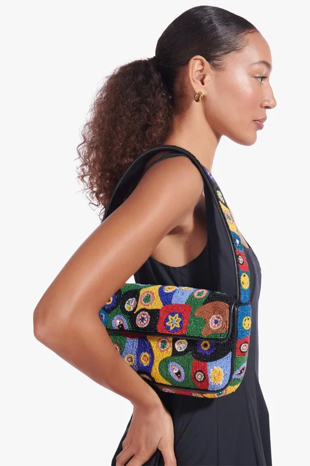 Women Beaded STAUD STAUD TOMMY BEADED BAG BLACK MILLEFIORI Women Beaded STAUD STAUD TOMMY BEADED BAG BLACK MILLEFIORI
