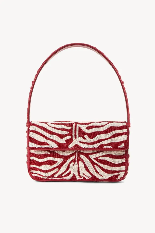 Women Beaded STAUD TOMMY BEADED BAG SCARLET WHITE