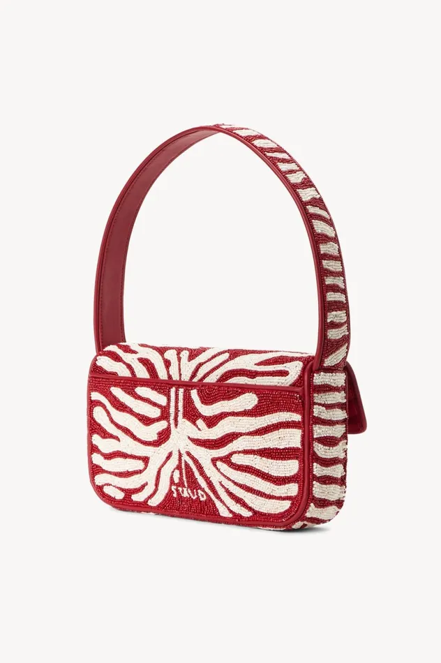 Women Beaded STAUD TOMMY BEADED BAG SCARLET WHITE Women Beaded STAUD TOMMY BEADED BAG SCARLET WHITE