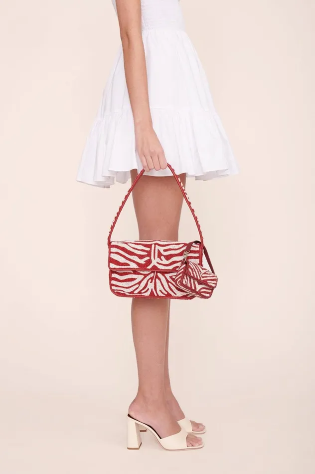Women Beaded STAUD TOMMY BEADED BAG SCARLET WHITE Women Beaded STAUD TOMMY BEADED BAG SCARLET WHITE