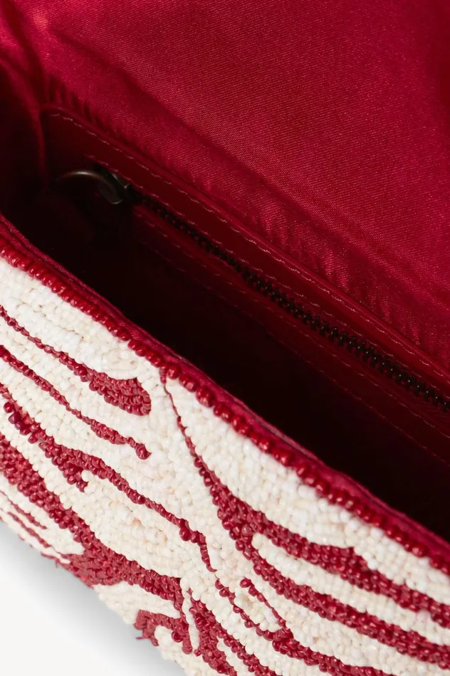 Women Beaded STAUD TOMMY BEADED BAG SCARLET WHITE Women Beaded STAUD TOMMY BEADED BAG SCARLET WHITE