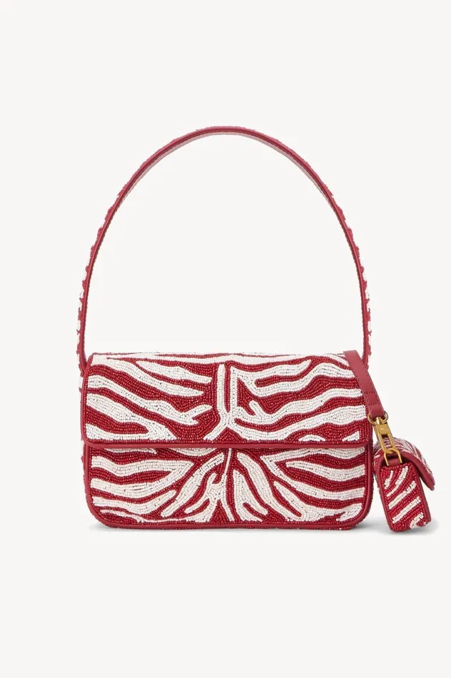 Women Beaded STAUD TOMMY BEADED BAG SCARLET WHITE Women Beaded STAUD TOMMY BEADED BAG SCARLET WHITE