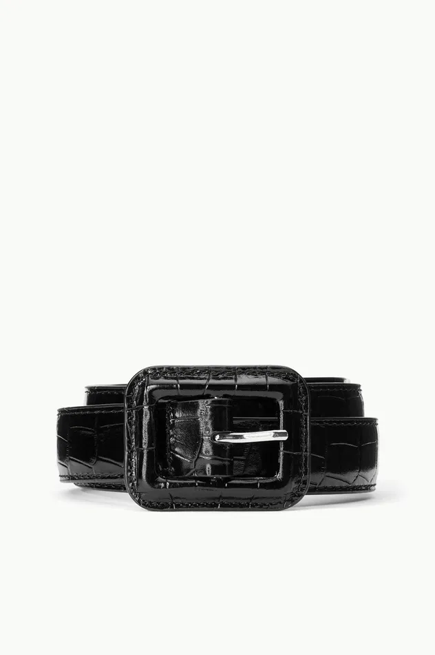 Women Belts STAUD STAUD JEANS BELT BLACK CROC EMBOSSED