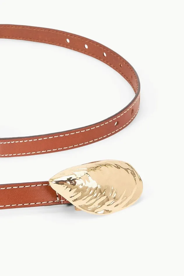 Women Belts STAUD STAUD SHELL BUCKLE BELT TAN Women Belts STAUD STAUD SHELL BUCKLE BELT TAN