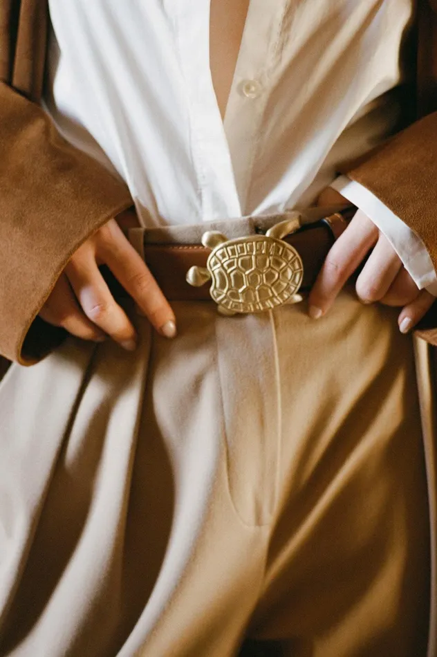 Women Belts STAUD STAUD TURTLE BELT TAN Women Belts STAUD STAUD TURTLE BELT TAN