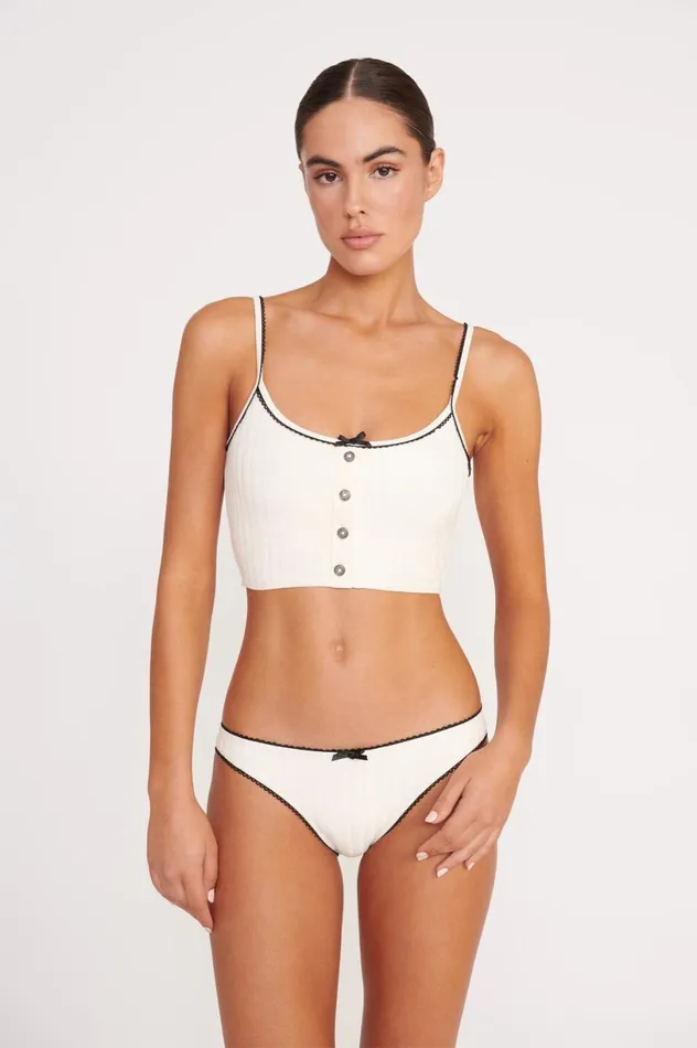 Women Bikinis STAUD STAUD ABBY SWIM TOP IVORY BLACK