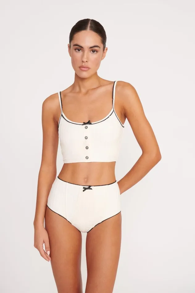 Women Bikinis STAUD STAUD ABBY SWIM TOP IVORY BLACK Women Bikinis STAUD STAUD ABBY SWIM TOP IVORY BLACK