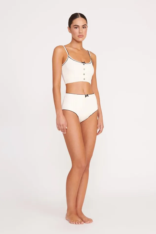 Women Bikinis STAUD STAUD ABBY SWIM TOP IVORY BLACK Women Bikinis STAUD STAUD ABBY SWIM TOP IVORY BLACK