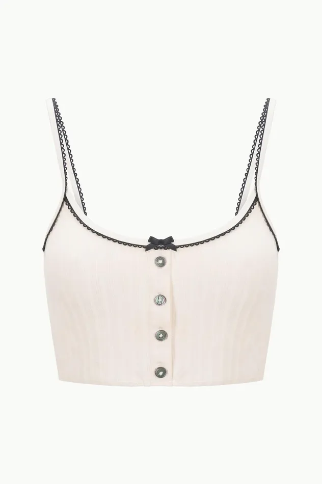 Women Bikinis STAUD STAUD ABBY SWIM TOP IVORY BLACK Women Bikinis STAUD STAUD ABBY SWIM TOP IVORY BLACK