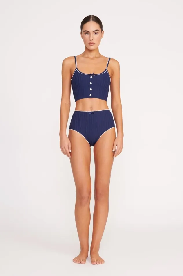 Women Bikinis STAUD STAUD ABBY SWIM TOP NAVY WHITE Women Bikinis STAUD STAUD ABBY SWIM TOP NAVY WHITE