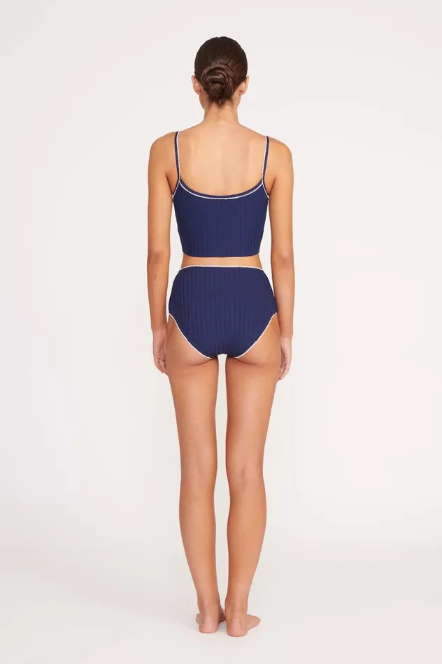 Women Bikinis STAUD STAUD ABBY SWIM TOP NAVY WHITE Women Bikinis STAUD STAUD ABBY SWIM TOP NAVY WHITE