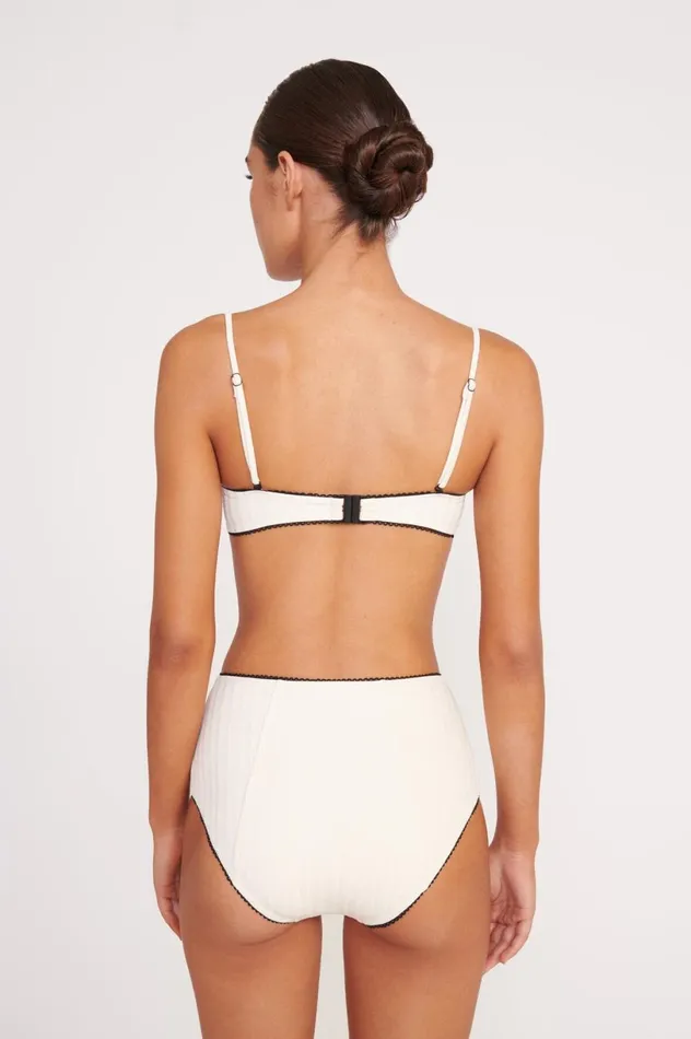 Women Bikinis STAUD STAUD BRENTON HIGH RISE BIKINI BOTTOM IVORY BLACK