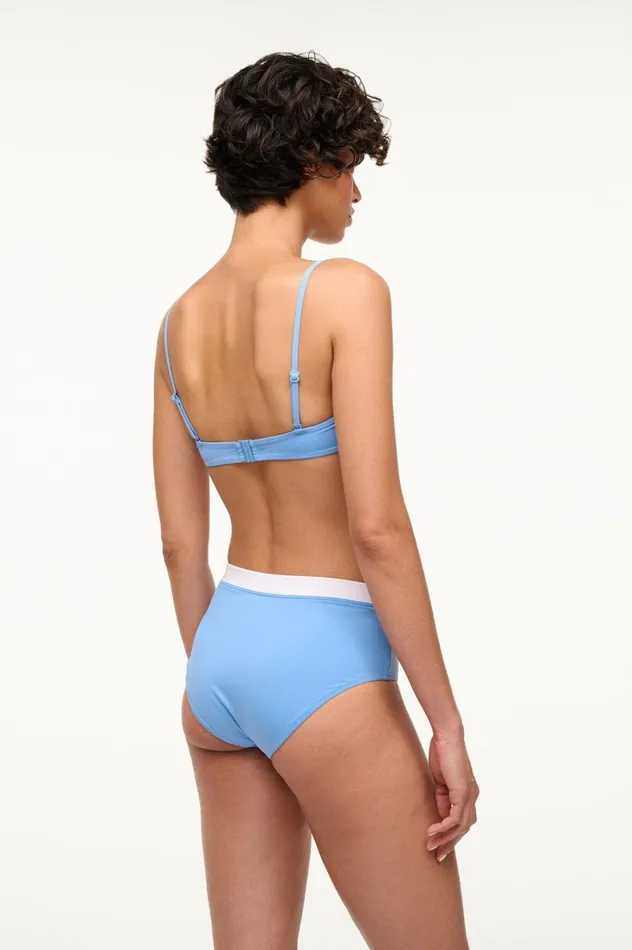 Women Bikinis STAUD STAUD DEVON HIGH RISE BIKINI BOTTOM AZURE WHITE