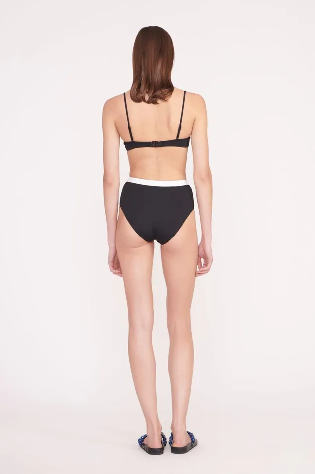 Women Bikinis STAUD STAUD DEVON HIGH RISE BIKINI BOTTOM BLACK WHITE