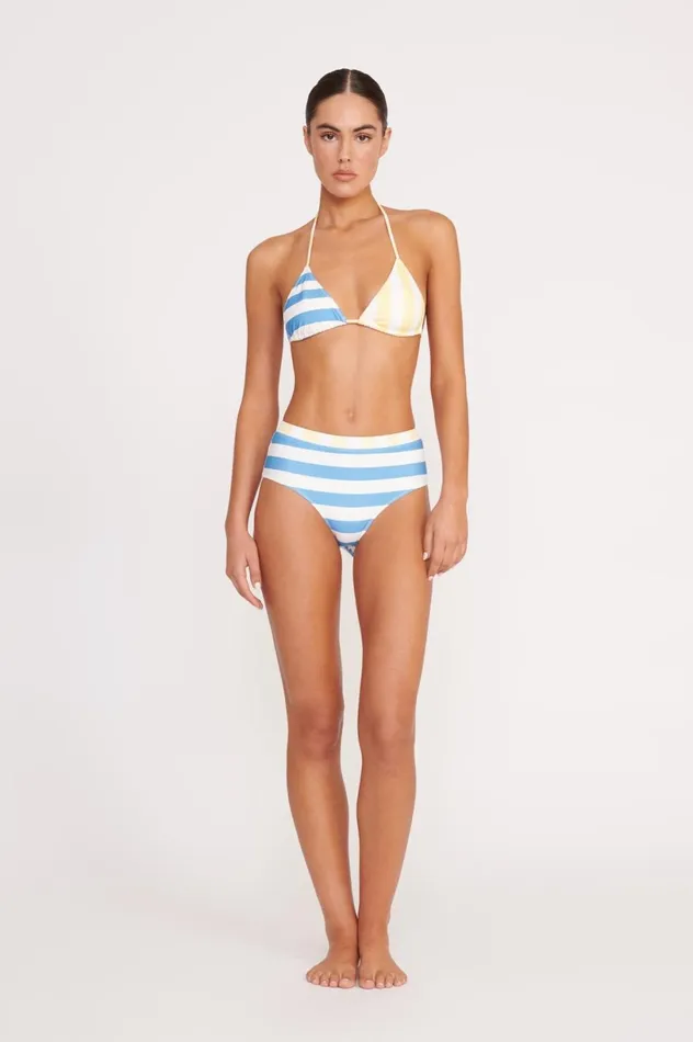 Women Bikinis STAUD STAUD DEVON HIGH RISE BIKINI BOTTOM BUTTERCUP SEASHORE STRIPE