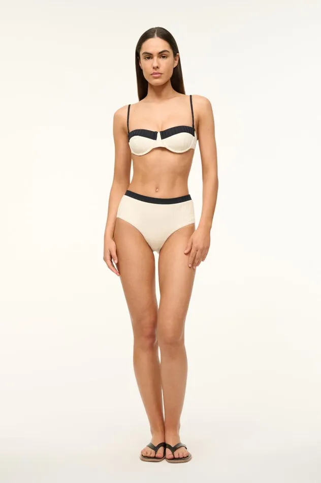 Women Bikinis STAUD STAUD DEVON HIGH RISE BIKINI BOTTOM IVORY BLACK