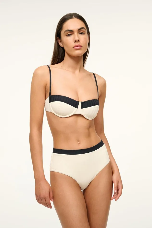 Women Bikinis STAUD STAUD DEVON HIGH RISE BIKINI BOTTOM IVORY BLACK Women Bikinis STAUD STAUD DEVON HIGH RISE BIKINI BOTTOM IVORY BLACK