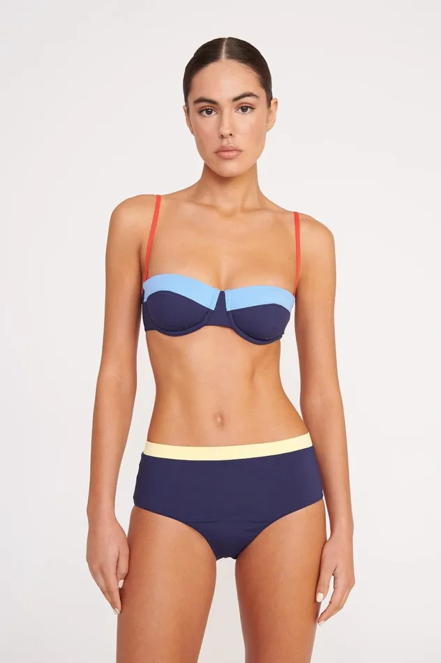 Women Bikinis STAUD STAUD DEVON HIGH RISE BIKINI BOTTOM NAVY COLORBLOCK Women Bikinis STAUD STAUD DEVON HIGH RISE BIKINI BOTTOM NAVY COLORBLOCK