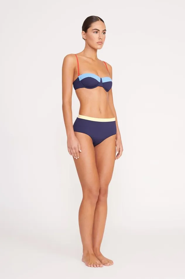 Women Bikinis STAUD STAUD DEVON HIGH RISE BIKINI BOTTOM NAVY COLORBLOCK Women Bikinis STAUD STAUD DEVON HIGH RISE BIKINI BOTTOM NAVY COLORBLOCK