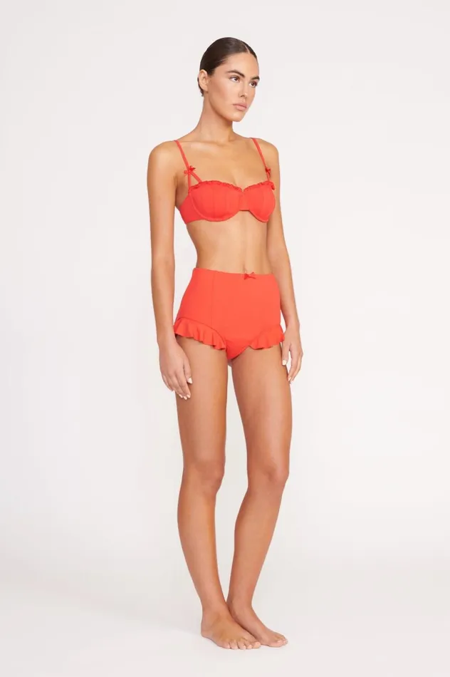 Women Bikinis STAUD STAUD FLOURISH HIGH RISE BIKINI BOTTOM RED ROSE Women Bikinis STAUD STAUD FLOURISH HIGH RISE BIKINI BOTTOM RED ROSE