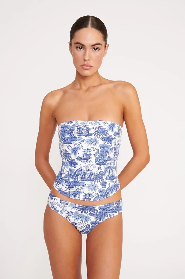 Women Bikinis STAUD STAUD FRANCESCA BIKINI TOP BLUE TOILE
