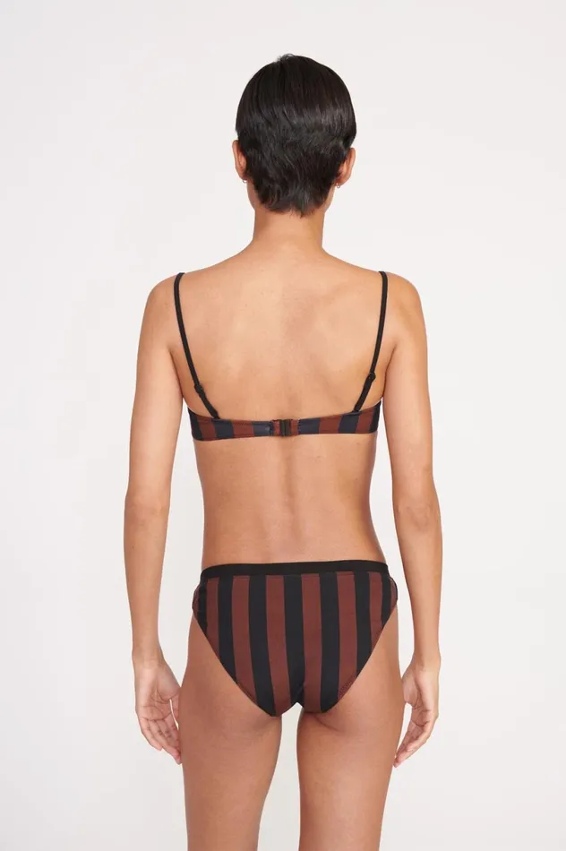 Women Bikinis STAUD STAUD GEMMA BIKINI BOTTOM BLACK TAN SEASHORE STRIPE