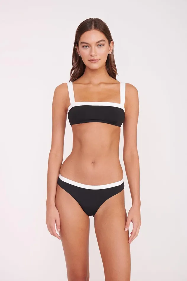 Women Bikinis STAUD STAUD GEMMA BIKINI BOTTOM BLACK WHITE