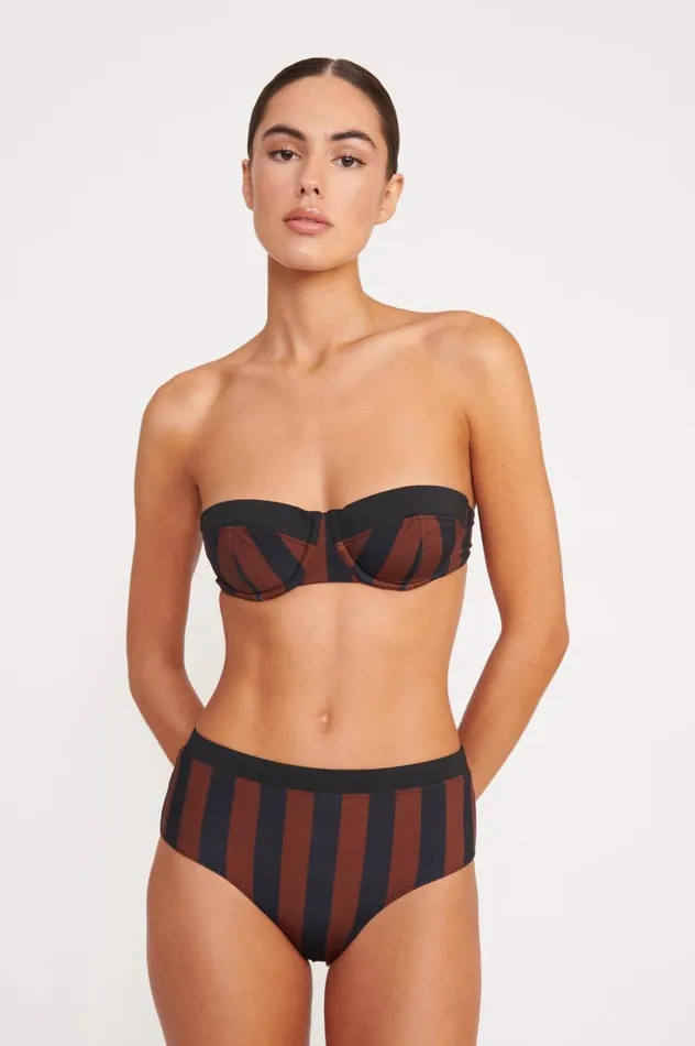 Women Bikinis STAUD STAUD JO BALCONETTE BIKINI TOP BLACK TAN SEASHORE STRIPE Women Bikinis STAUD STAUD JO BALCONETTE BIKINI TOP BLACK TAN SEASHORE STRIPE