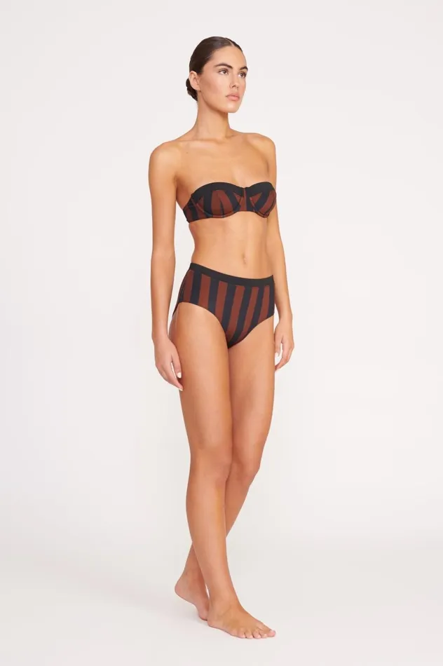 Women Bikinis STAUD STAUD JO BALCONETTE BIKINI TOP BLACK TAN SEASHORE STRIPE Women Bikinis STAUD STAUD JO BALCONETTE BIKINI TOP BLACK TAN SEASHORE STRIPE