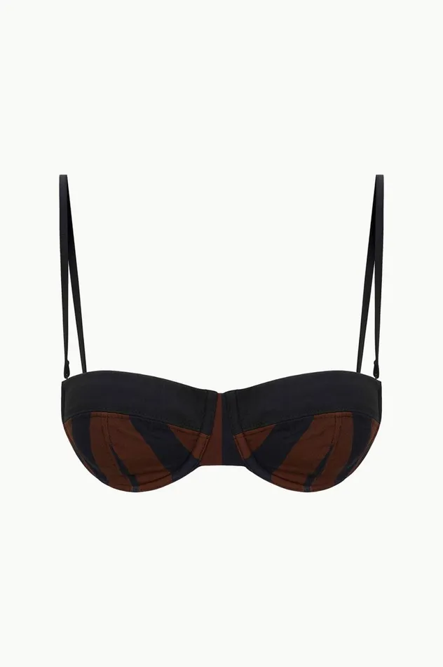 Women Bikinis STAUD STAUD JO BALCONETTE BIKINI TOP BLACK TAN SEASHORE STRIPE Women Bikinis STAUD STAUD JO BALCONETTE BIKINI TOP BLACK TAN SEASHORE STRIPE