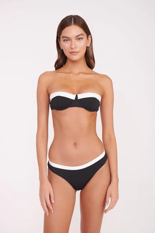 Women Bikinis STAUD STAUD JO BALCONETTE BIKINI TOP BLACK WHITE