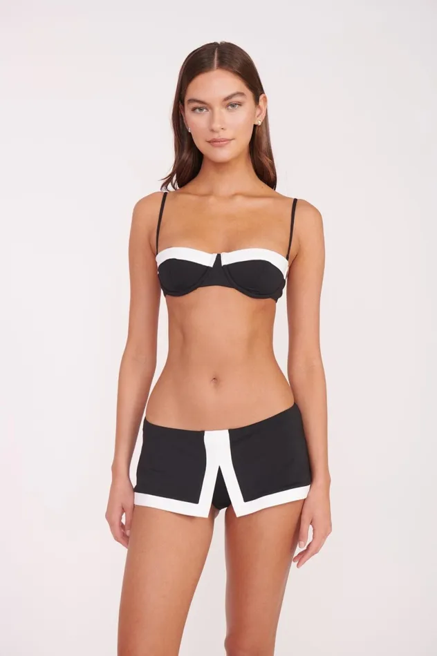 Women Bikinis STAUD STAUD JO BALCONETTE BIKINI TOP BLACK WHITE