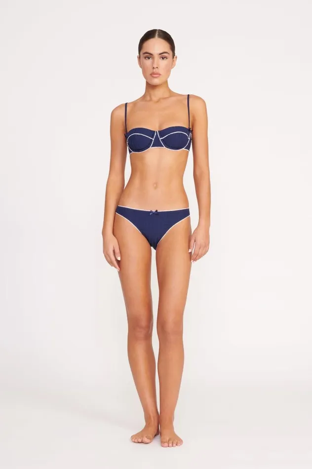 Women Bikinis STAUD STAUD JO BALCONETTE BIKINI TOP NAVY WHITE Women Bikinis STAUD STAUD JO BALCONETTE BIKINI TOP NAVY WHITE