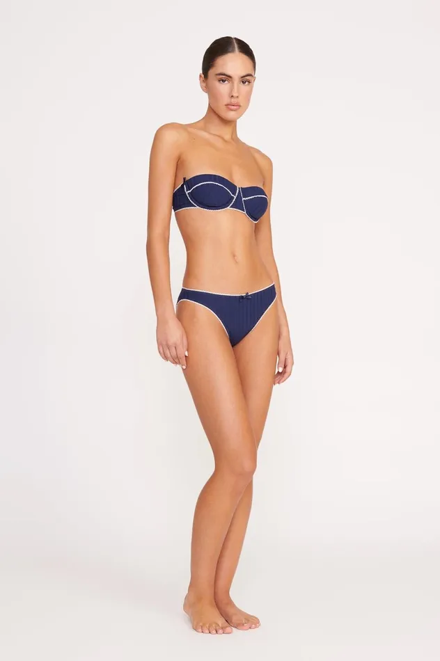 Women Bikinis STAUD STAUD JO BALCONETTE BIKINI TOP NAVY WHITE Women Bikinis STAUD STAUD JO BALCONETTE BIKINI TOP NAVY WHITE